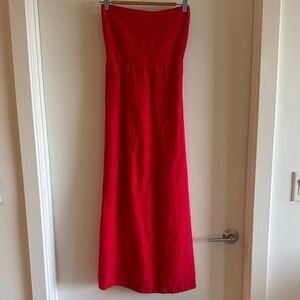 Olivaceous Strapless Red Maxi Dress